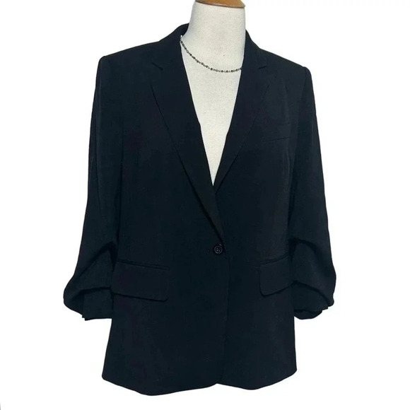 Michael Michael Kors 6 women's black 1 button blazer with ruched sleeves‎ - Picture 1 of 8
